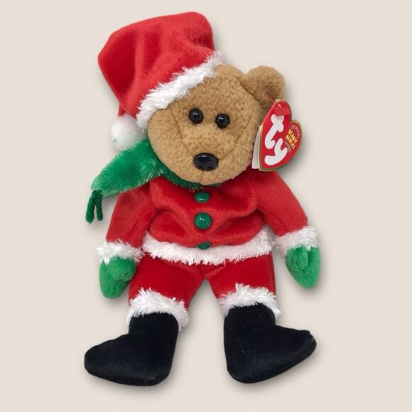 Ty 2 Set Beanie Baby KRINGLE Santa Bear & Holiday Teddy Bear Christmas Plush - Picture 3 of 10